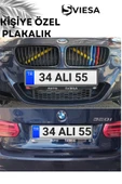 Kişiye Özel Yazılı 2 Adet Plakalık Araç Logo Kabartmalı Siyah Oto Plakalık - 1