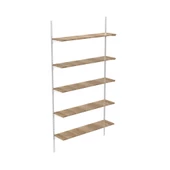 5 Katlı Kitaplık - Ahşap Duvar Rafı, Dekoratif Raf  Meşe 25x60 cm - 1