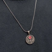 Gümüş Ayyıldız Kartal Erkek Kolye - 2