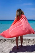 Plaj Çantasına Dönüşen %100 Pamuk Pembe  Plaj Havlusu - 1