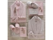 Dantela Anetta 3d Bamboo Bornoz Seti Pudra Taş - 1