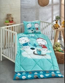 Komfort Home Baskılı %100 Pamuklu Silikon Elyaf Bebek Yorganı+Yastık - 1