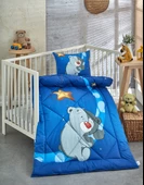Komfort Home Baskılı %100 Pamuklu Silikon Elyaf Bebek Yorganı+Yastık - 1