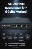 4 Port PoE + 2 Uplink 10/100 Switch (AN-1024MN) 60W AI Watchdog IP Kamera NVR Unmanaged PoE Switch - 4