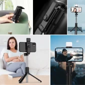 BUFFER® Kendiliğinden LED Işıklı Kumandalı Uzayabilen Selfie Çubuğu,Masa Üstü Tripod - 2