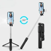 BUFFER® Kendiliğinden LED Işıklı Kumandalı Uzayabilen Selfie Çubuğu,Masa Üstü Tripod - 4
