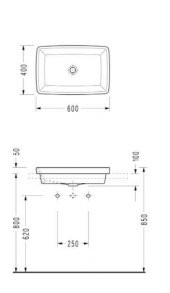 Serel Rita Tezgah Üstü Gömme Lavabo 40x60 cm RT34DXS110H - 2