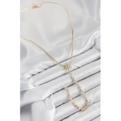 Pirinç Zirkon Taşlı Kutup Yıldızı Model Gümüş Renk Y Kolye - 2