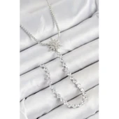 Pirinç Zirkon Taşlı Kutup Yıldızı Model Gold Renk Y Kolye - 1