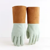 1 Çift XL Beden Kaynakçı Eldiveni Deri Isıya Dayanıklı Yanmaz Kaynak Koruyucu İş Eldiveni Taşlama thumbnail 2