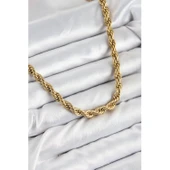 316L Çelik Burgu Model Gold Renk Kadın Kolye Vice-5353 - 1