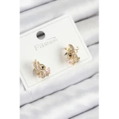 Pirinç Zirkon Taşlı Ceylan Model Gold Renk Çocuk Küpe - 1