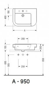 Serel Verda Tezgah Üstü 48x95 Cm Lavabo 8936TDS000 - 4