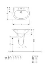 Serel 35x45 cm Yarım Ayaklı Lavabo 5448STS110H - 2