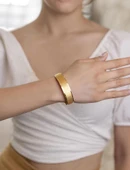 Yiğitbaşı Gold 22 Ayar İşçiliksiz Ağaç Kabuğu 15mm Şarnel Bilezik 3214 - 2