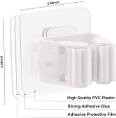 3B Trend 8 Adet Süpürge Tutucu Duvar Kendinden Yapışkanlı Duvar Delme Gerektirmez Tutucu (Beyaz) thumbnail 2