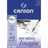 Supertrend Mix Media Imagine Çok Amaçlı Eskiz Çizim Defteri Blok 200 gr. A3 50 yaprak - 1
