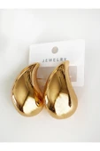 Look Like Italyan  Damla Çelik Küpe - 3cm - Gold thumbnail 1