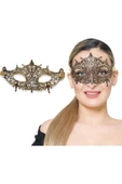 Vipfoni Altın Gold Renk Parti Dantel Kesim İşlemeli Maske thumbnail 1