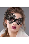 Vipfoni Altın Renk Dantel Kesim Maske Altın Renk İncili Parti Maskesi thumbnail 1