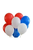 RÖNESANS PARTİ Kırmızı - Beyaz - Koyu Mavi Metalik Balon 25 Adet - 1