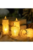 SeZi Alevli Kristal Erimiş Led Mum 3'lü Alevli Eriyen Yapay Mum Pilli Led thumbnail 2
