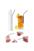 ÇGN HOME Paslanmaz Çelik 5'li Paslanmaz Çelik Pipet Ve Pipet Temizleme Fırçası Seti Çelik Pipet - 3