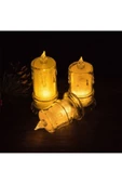 Vipfoni Alevli Kristal Erimiş Hareketli Alevli Eriyen Yapay Pilli Led Mum 10,5 cm 1 Adet - 1
