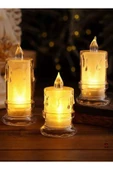 Vipfoni Alevli Kristal Erimiş Hareketli Alevli Eriyen Yapay Pilli Led Mum 7,5 cm 1 Adet thumbnail 4