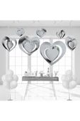 Vipfoni 3 Boyutlu Spiralli Kalp Şekilli Tavan Asma Süsü 12 Adet Gümüş thumbnail 1