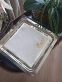 Kişiye özel harf işlemeli nişan tepsi peçetesi - 1