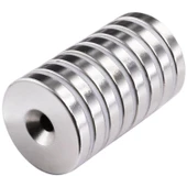 2 Adet 25x10/5x5,5 mm Neodyum Mıknatıs Havşa Delikli Magnet Vida Atılabilir N35 Nikel Paslanmaz - 2