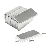 50 Adet 20x10x2 mm Neodyum Mıknatıs Köşeli Magnet N35 Nikel Kaplama Güçlü Kaliteli Dayanıklı - 1