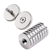2 Adet 25x10/5x5,5 mm Neodyum Mıknatıs Havşa Delikli Magnet Vida Atılabilir N35 Nikel Paslanmaz - 1