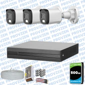 Provzen Dahua 3 Kameralı Full HD Fullcolor Mikrofonlu Güvenlik Kamerası - 1