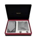 Brianze Gri Kravat Mendil Ve Kol Düğmesi Kutulu Set thumbnail 1