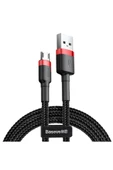 Baseus Cafule Micro Usb 1 Metre 2.4a Hızlı Şarj Halat Usb Kablo-kırmızı-siyah - 1
