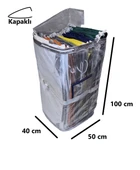 Ev-iş Branda Taşıma Çuvalı 50x40+100cm Kapaklı, Ipli Ve Cepli 170gr.Tekstil Çuvalı - (ŞEFFAF) - 1