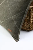 Etnik Vintage Işlemeli Dokuma Kırlent Kılıfı Boho Zigzag Haki 44x44 cm thumbnail 1