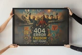 Berlin Duvarı Çerçeveli Tablo  404 Freedom Not Found  Soğuk Savaş Temalı Dekor  30x42 cm - 1