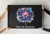 Bilim Temalı Çerçeveli Tablo  Sinir Hücresi, DNA ve Kozmos Tasarımı  Bilim Sever Dekoru  30x42 cm - 1