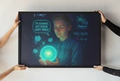 Marie Curie Radium Çerçeveli Tablo  Bilim Tarihi ve Fizik Temalı Sanat 30x42 cm - 1