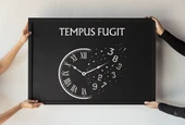 Zaman Uçar Çerçeveli Tablo  Tempus Fugit Latin Alıntılı  Felsefi ve Sanatsal Duvar Dekoru 30x42 cm - 1