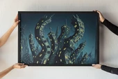 Surreal City Çerçeveli Tablo  Bükülmüş Binalar  Distopik Şehir  Modern ve Gotik Mimari 30x42 cm - 1