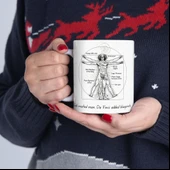 Vitruvian Adam Tasarımlı Mizahi Kupa Bardak  Sanat ve Bilim Meraklılarına Özel Hediye - 1