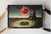 Newton Elma Çerçeveli Tablo  Yerçekimi Yasası Sanat Tasarımı  Bilim Tarihi Dekor 30x42 cm - 1