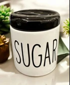 3 Lü Kavonoz Baharatlık Küçük Boy Beyaz / Siyah / Sugar /Pepper / Salt / Kavonoz Seti - 4