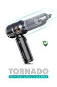 Tornado 100W Şarjlı Kablosuz Araç İçi Süpürge Gerçek 16000PA Güçlü Üfleme & Vakum Aksesuarlı Type-c - 2