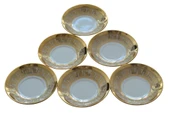 Boya Defolu Porselen 6 Kişilik Altın Renkli Yaldızlı Işlemeli Çay Tabağı No:5 - 2