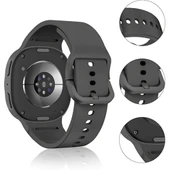 Samsung Galaxy Watch 8 44mm 40mm İle Uyumlu Metal Tokalı PureLux Soft Silikon Kordon  Füme - 2